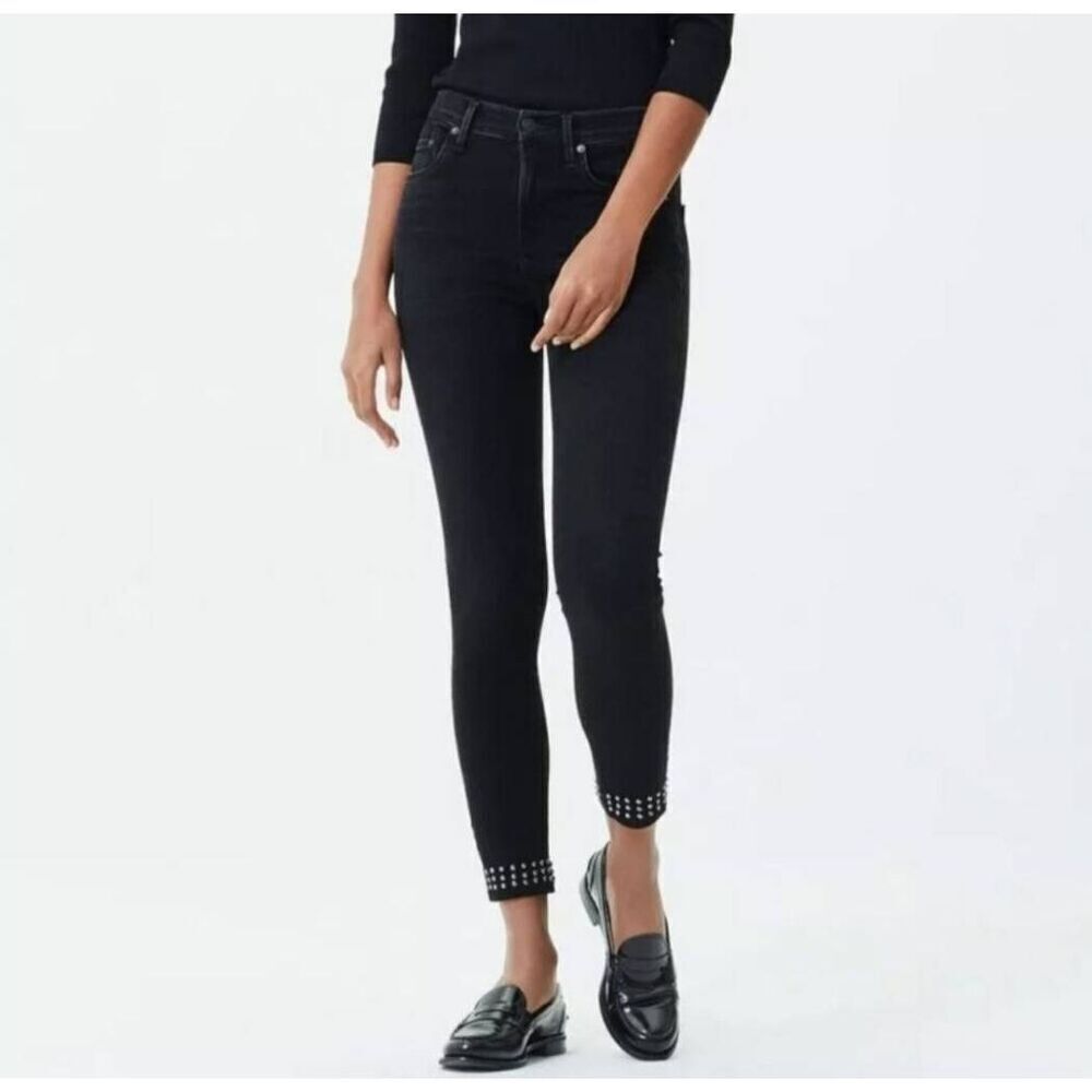 Citizens of Humanity Black Studded Rocket Ankle High Rise Skinny Jeans Size 26